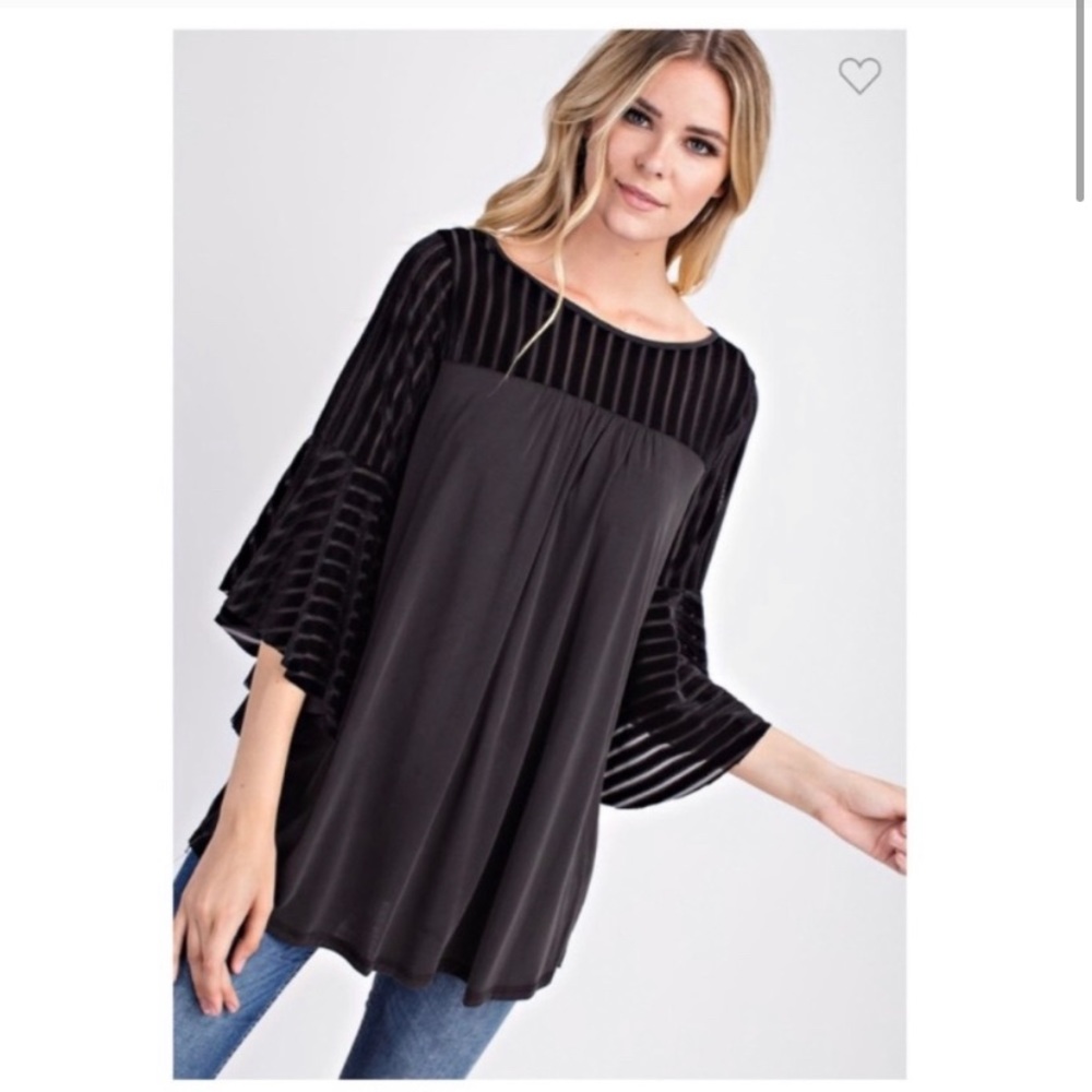 NWT Black Top with Bell Sleeves